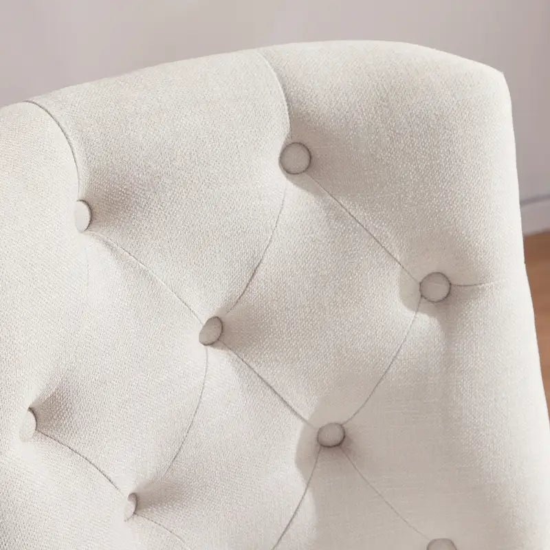 Silla de oficina giratoria tapizada en tela de lino, con ruedas y altura ajustable