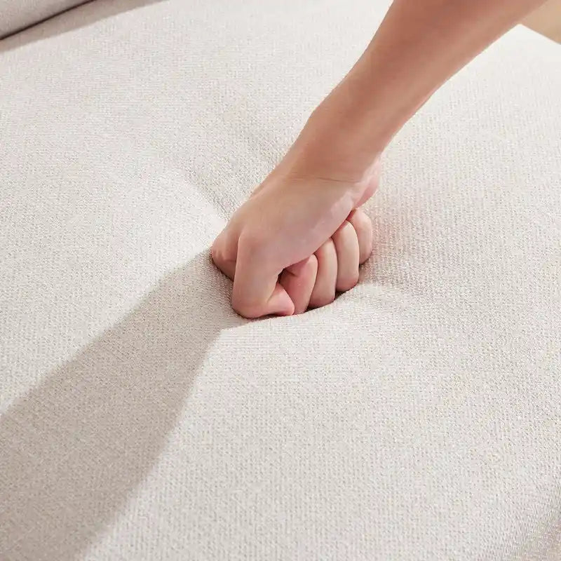 Silla de oficina giratoria tapizada en tela de lino, con ruedas y altura ajustable