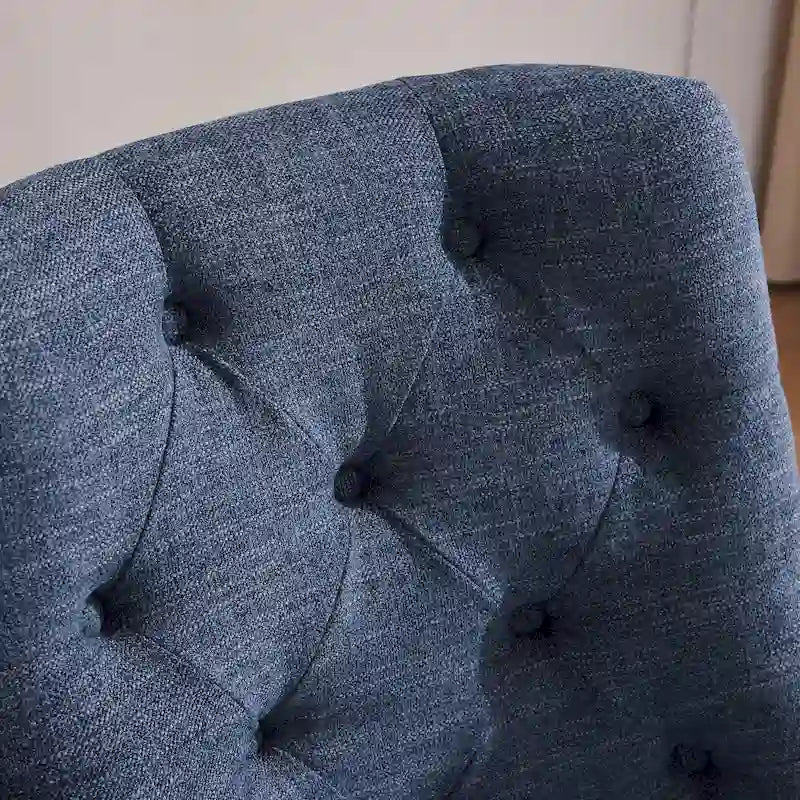 Silla de oficina giratoria tapizada en tela de lino, con ruedas y altura ajustable