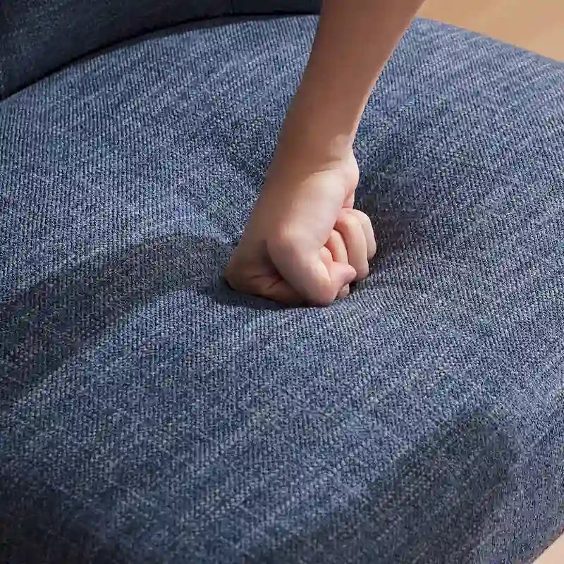 Silla de oficina giratoria tapizada en tela de lino, con ruedas y altura ajustable