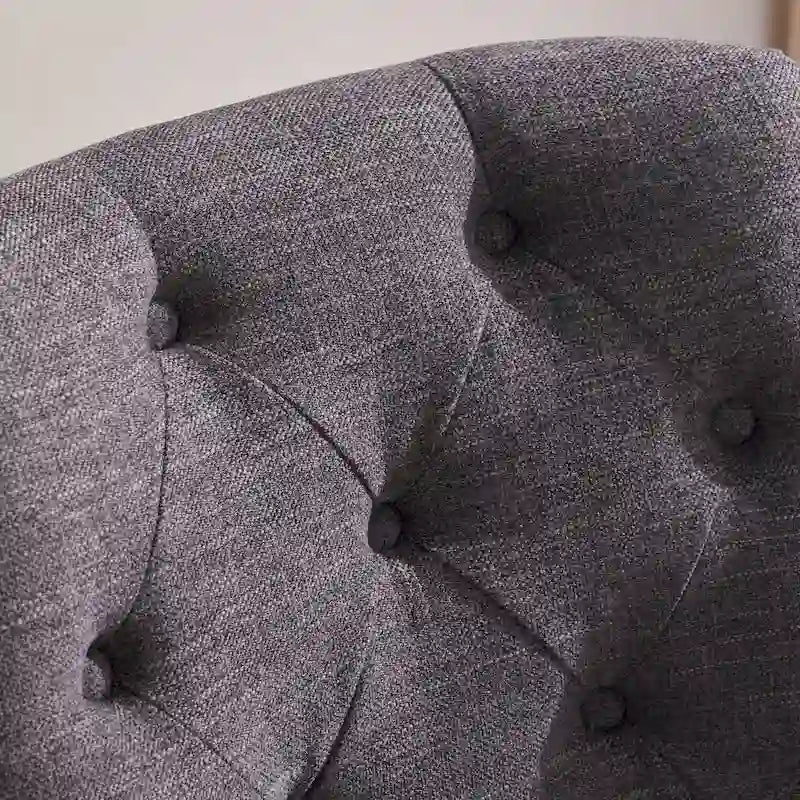 Silla de oficina giratoria tapizada en tela de lino, con ruedas y altura ajustable