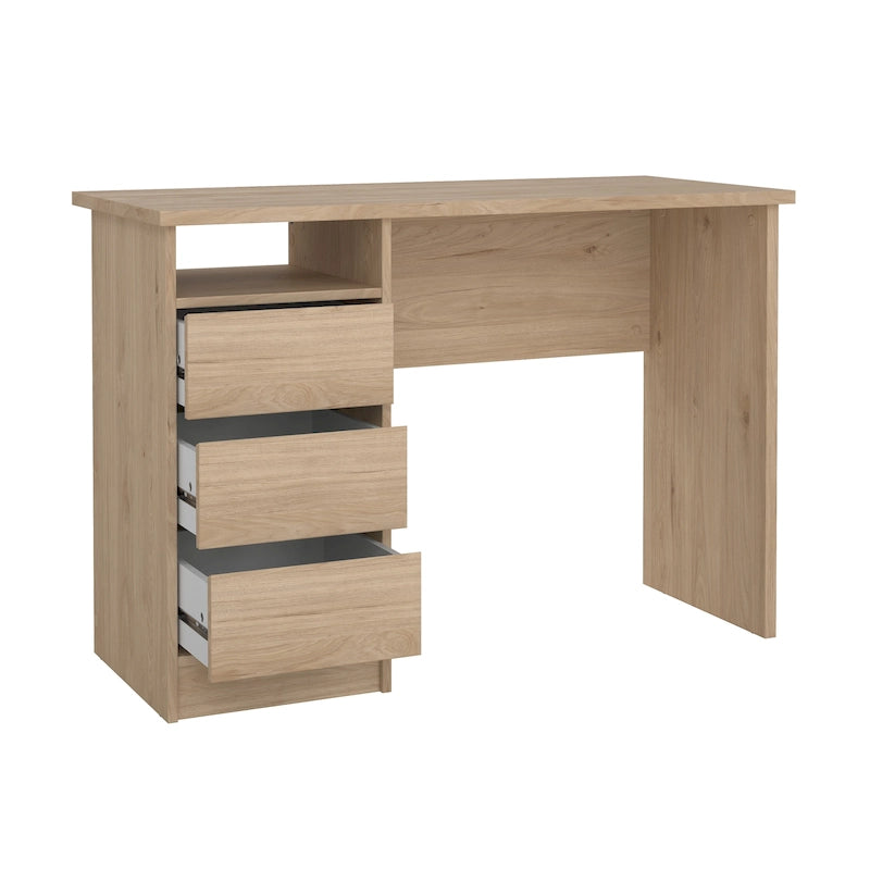 Home Office Writing Desk with 3 Drawers and Open Shelf