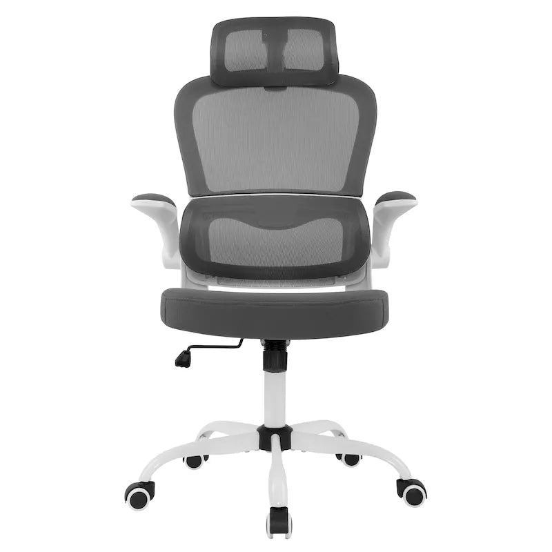 Silla de oficina ergonómica de respaldo alto con malla, soporte lumbar y reposabrazos