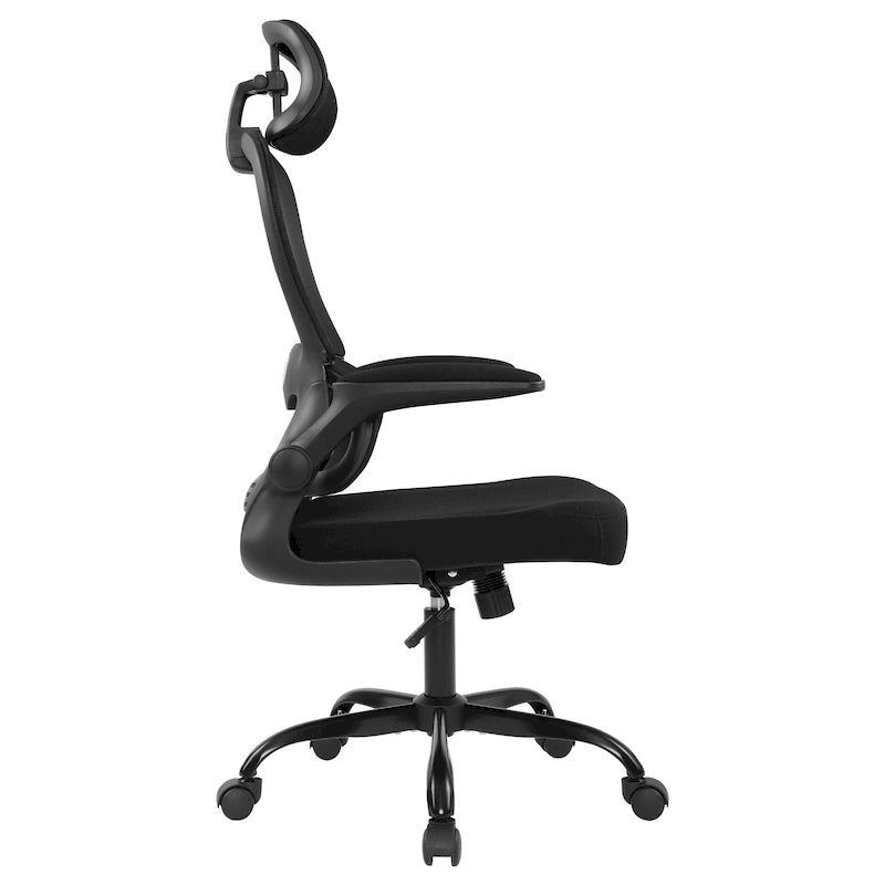 Silla de oficina ergonómica de respaldo alto con malla, soporte lumbar y reposabrazos