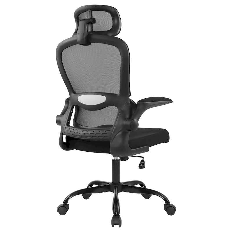 Silla de oficina ergonómica de respaldo alto con malla, soporte lumbar y reposabrazos