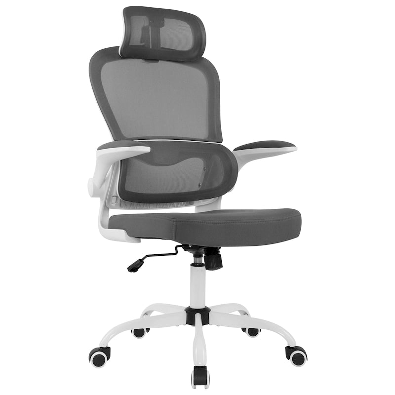Silla de oficina ergonómica de respaldo alto con malla, soporte lumbar y reposabrazos