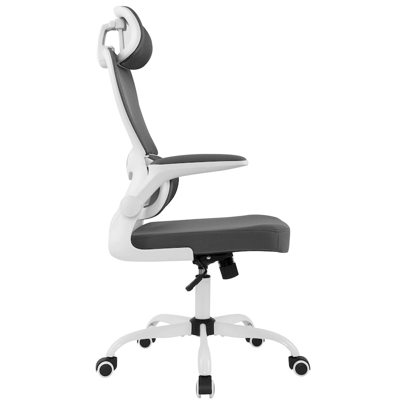 Silla de oficina ergonómica de respaldo alto con malla, soporte lumbar y reposabrazos
