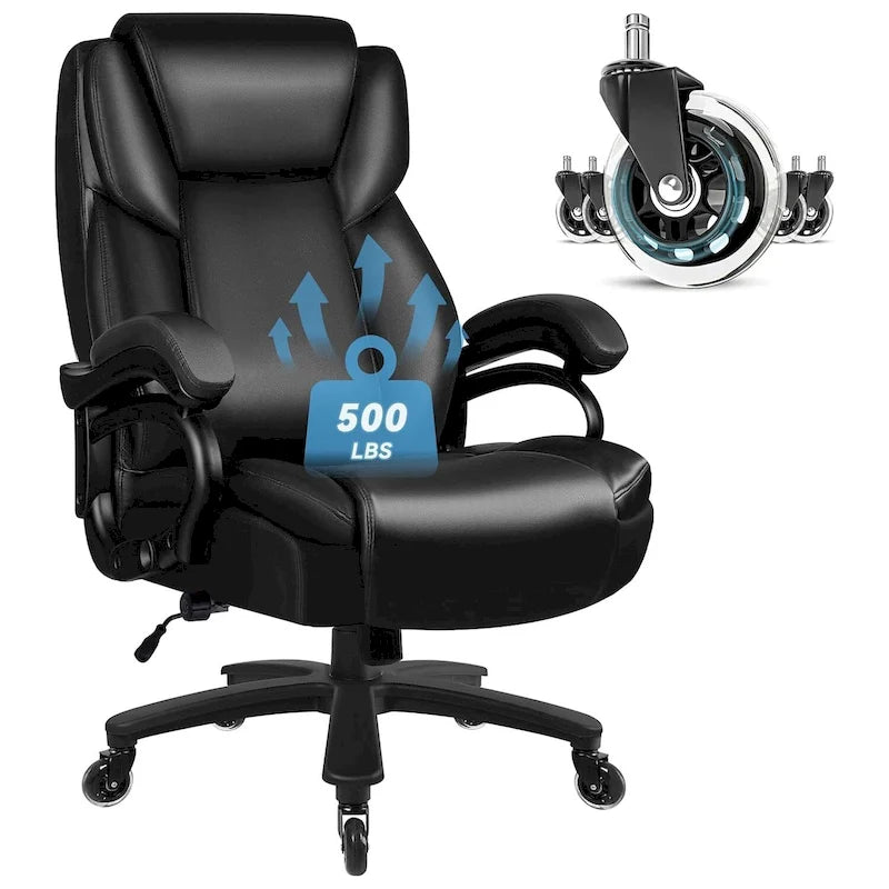 Big and Tall Executive Office Chair 500LBS High Back PU Leather Ergonomic Chair with Adjustable Lumbar Support