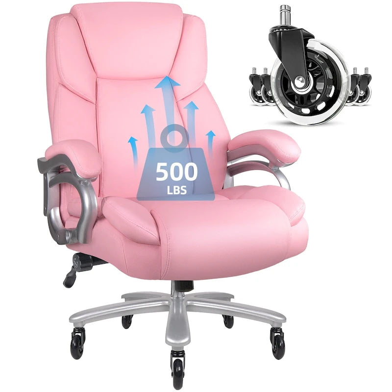 Big and Tall Executive Office Chair 500LBS High Back PU Leather Ergonomic Chair with Adjustable Lumbar Support