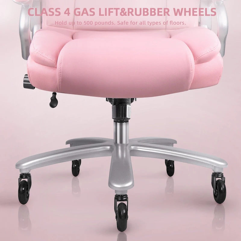 Fauteuil de bureau de direction pour personnes fortes et grandes, capacité de 500 LBS, dossier haut en similicuir PU, ergonomique, avec soutien lombaire réglable