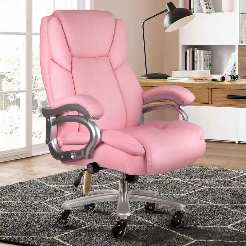 Fauteuil de bureau de direction pour personnes fortes et grandes, capacité de 500 LBS, dossier haut en similicuir PU, ergonomique, avec soutien lombaire réglable