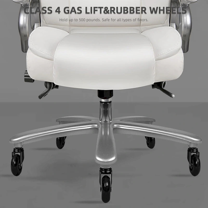 Fauteuil de bureau de direction pour personnes fortes et grandes, capacité de 500 LBS, dossier haut en similicuir PU, ergonomique, avec soutien lombaire réglable