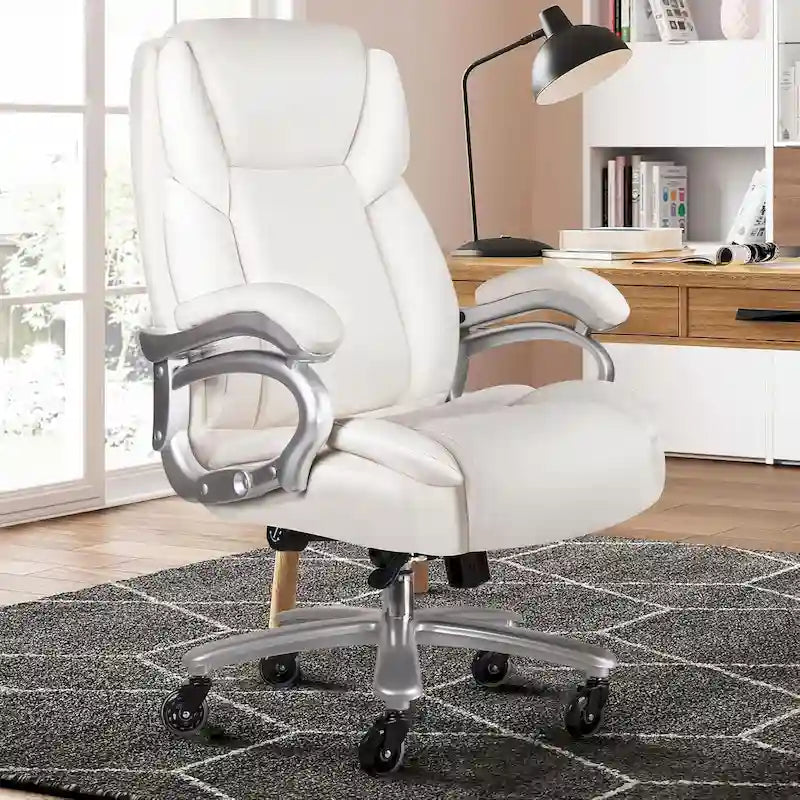 Fauteuil de bureau de direction pour personnes fortes et grandes, capacité de 500 LBS, dossier haut en similicuir PU, ergonomique, avec soutien lombaire réglable