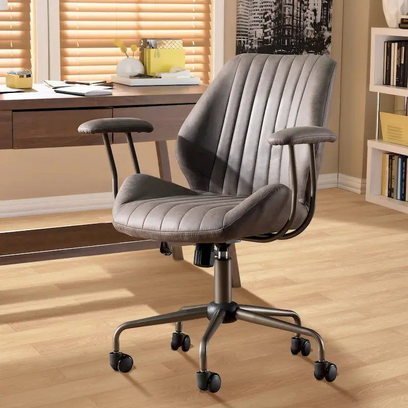 Ergonomischer Bürostuhl aus Velourslederimitat mit Lendenstütze