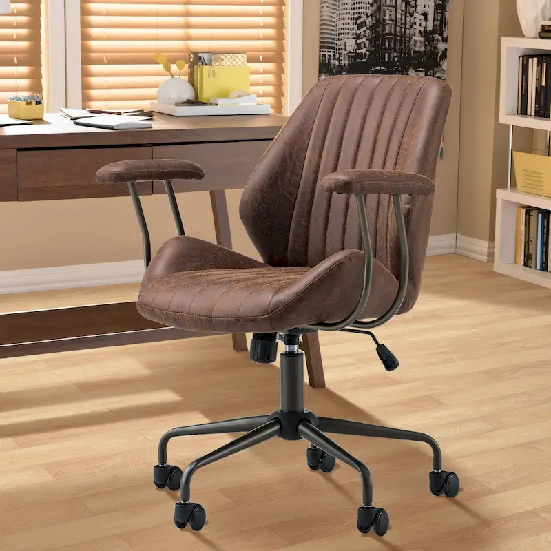 Ergonomischer Bürostuhl aus Velourslederimitat mit Lendenstütze