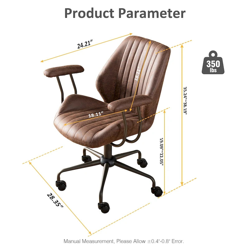 Ergonomischer Bürostuhl aus Velourslederimitat mit Lendenstütze