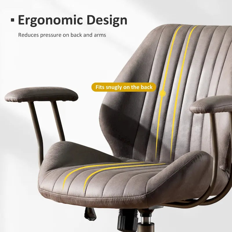 Ergonomischer Bürostuhl aus Velourslederimitat mit Lendenstütze