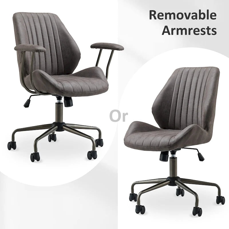 Ergonomischer Bürostuhl aus Velourslederimitat mit Lendenstütze