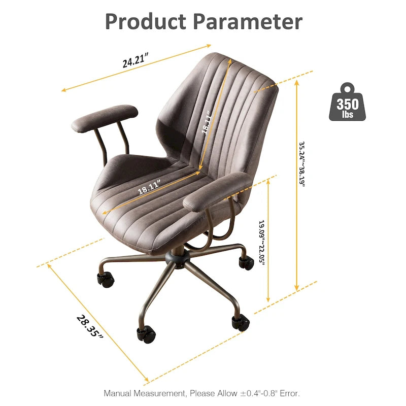 Ergonomischer Bürostuhl aus Velourslederimitat mit Lendenstütze