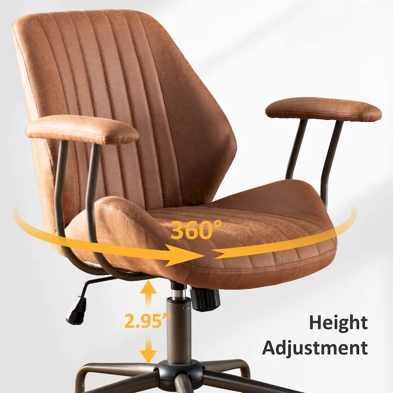 Ergonomischer Bürostuhl aus Velourslederimitat mit Lendenstütze