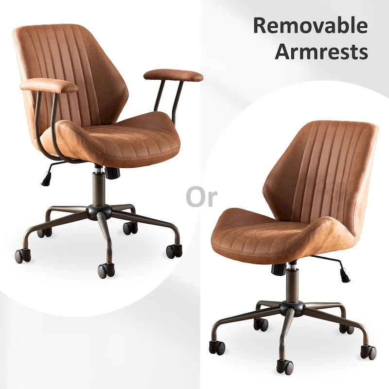 Ergonomischer Bürostuhl aus Velourslederimitat mit Lendenstütze