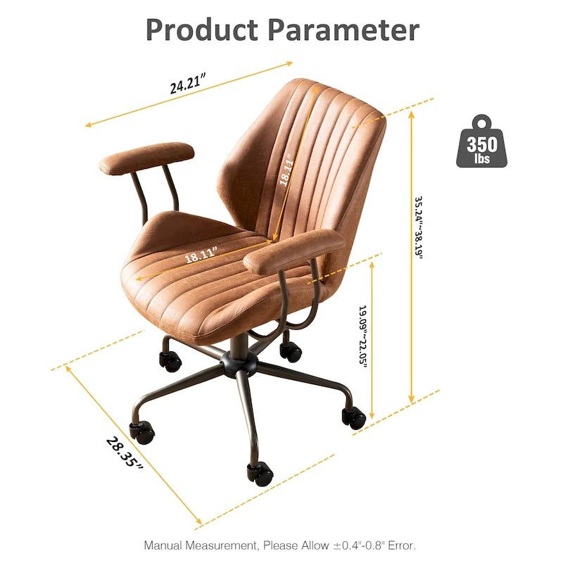 Ergonomischer Bürostuhl aus Velourslederimitat mit Lendenstütze