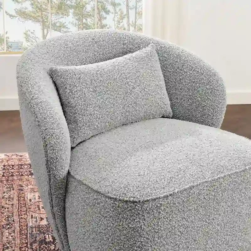 33 Wide Boucle Upholstered Swivel Accent Chair