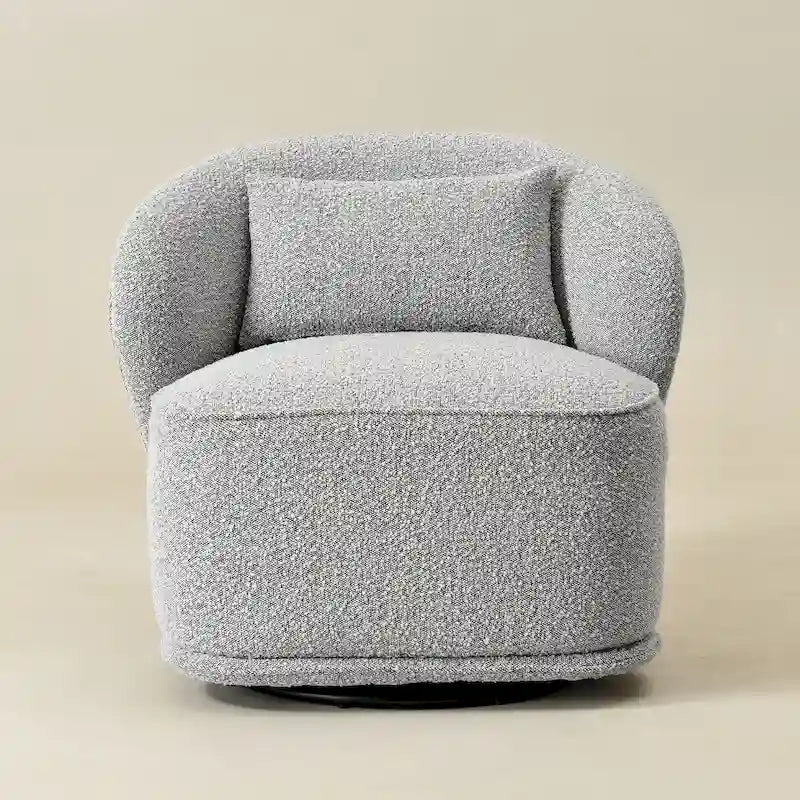 33 Wide Boucle Upholstered Swivel Accent Chair