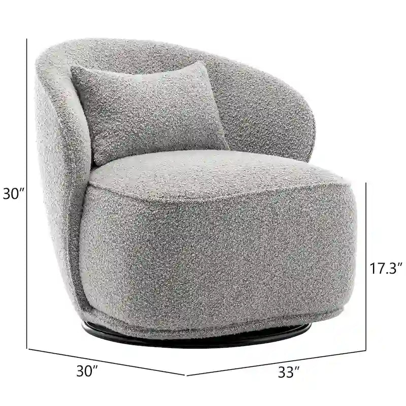 33 Wide Boucle Upholstered Swivel Accent Chair