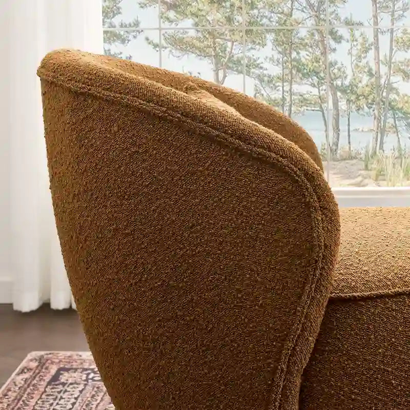 33 Wide Boucle Upholstered Swivel Accent Chair