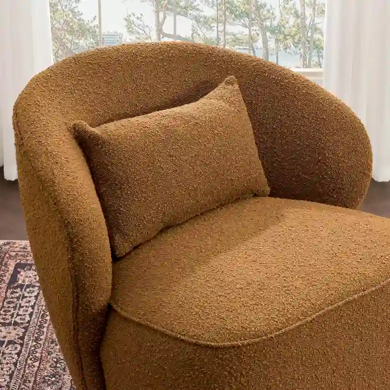 33 Wide Boucle Upholstered Swivel Accent Chair
