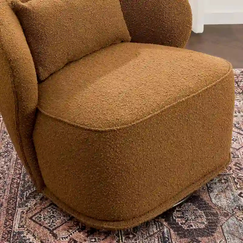 33 Wide Boucle Upholstered Swivel Accent Chair