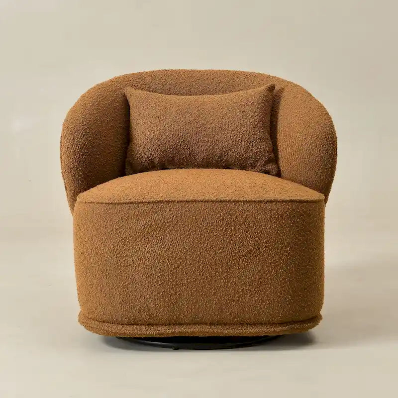 33 Wide Boucle Upholstered Swivel Accent Chair