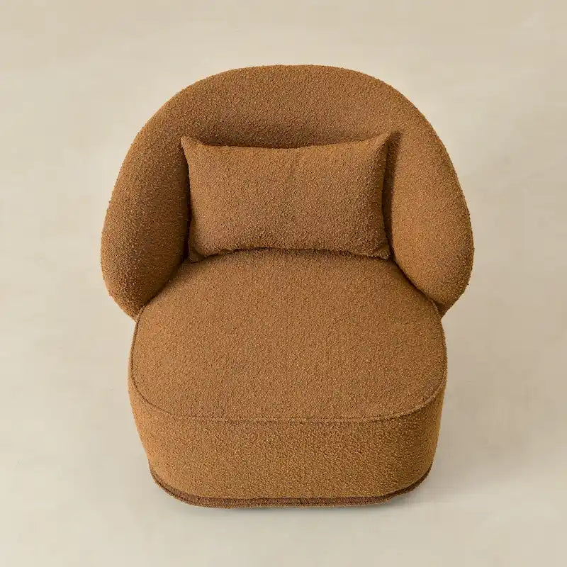 33 Wide Boucle Upholstered Swivel Accent Chair