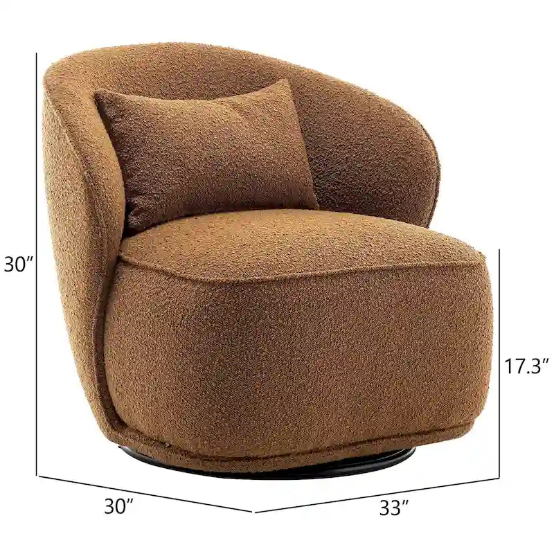 33 Wide Boucle Upholstered Swivel Accent Chair