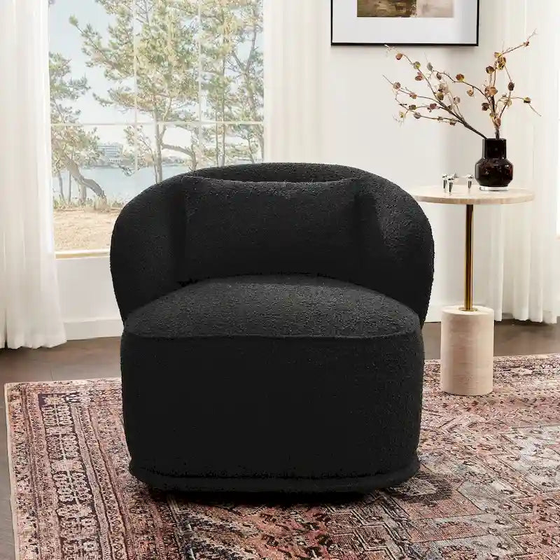 33 Wide Boucle Upholstered Swivel Accent Chair