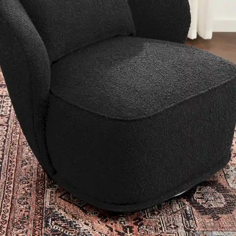 33 Wide Boucle Upholstered Swivel Accent Chair