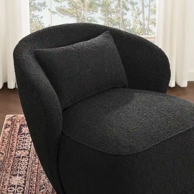 33 Wide Boucle Upholstered Swivel Accent Chair
