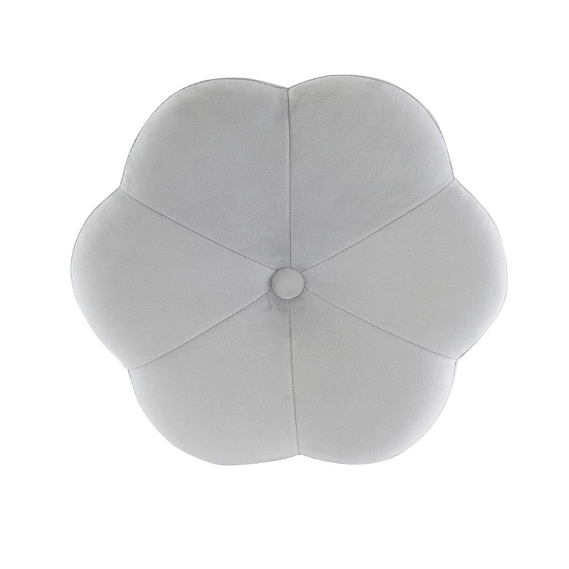 Sgabello d'accento floreale in velluto, pouf imbottito con base metallica