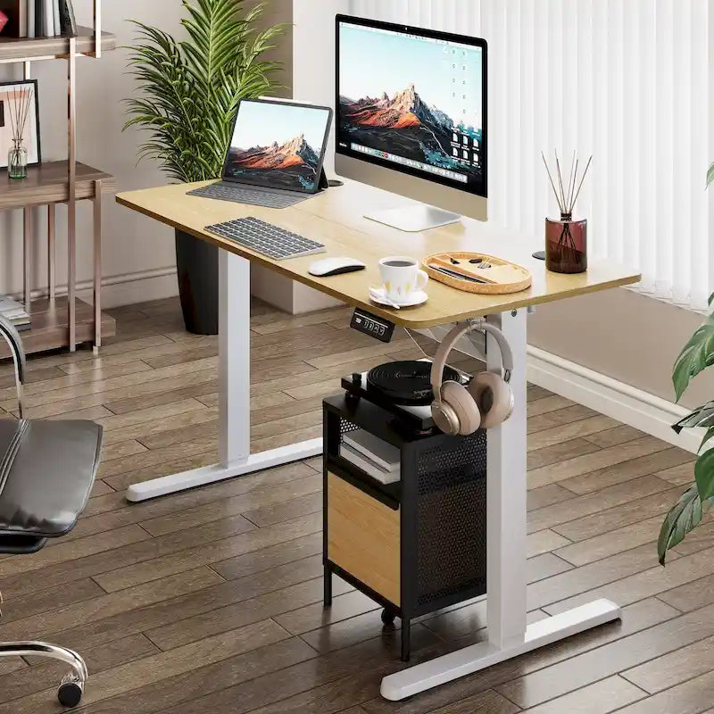 Bureau électrique réglable en hauteur, bureau informatique assis-debout avec plateau à raccord