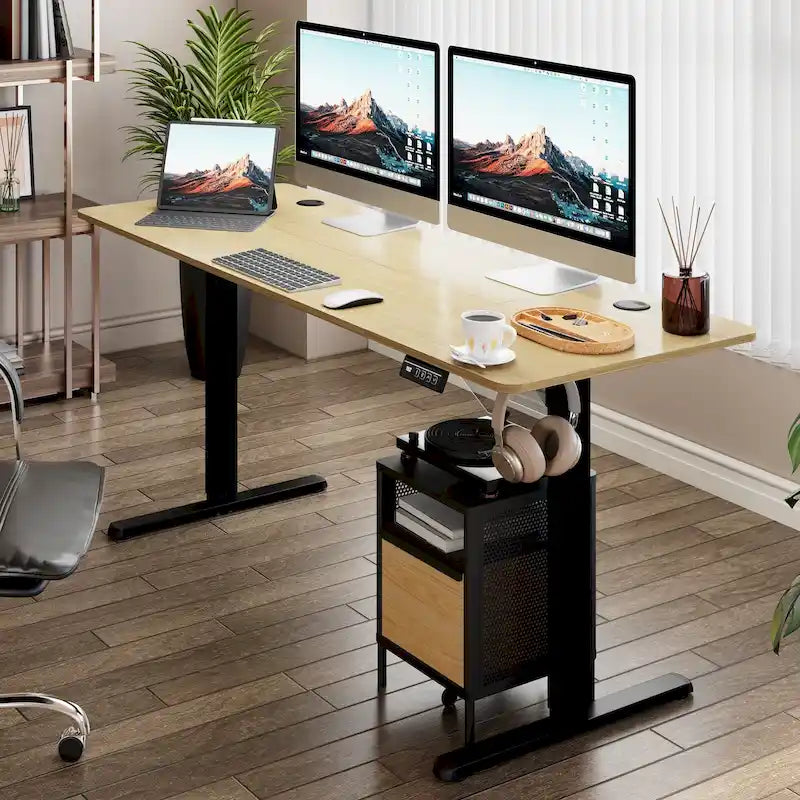 Height Adjustable Electric Standing Desk Sit Stand Computer Desk with Splice Board