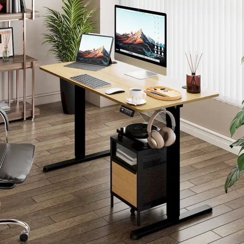 Height Adjustable Electric Standing Desk Sit Stand Computer Desk with Splice Board