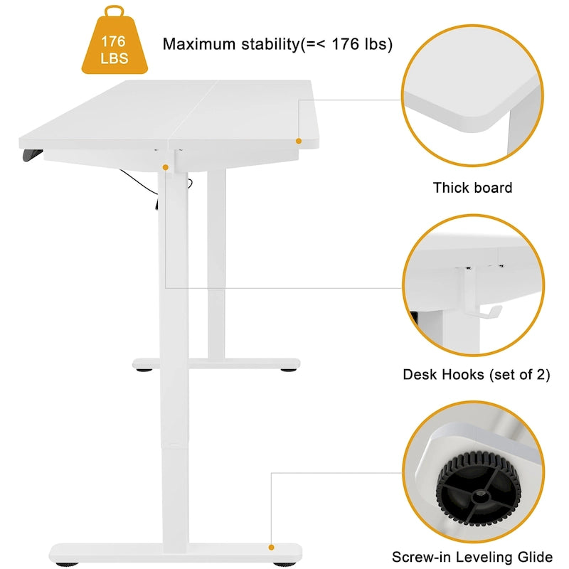 Height Adjustable Electric Standing Desk Sit Stand Computer Desk with Splice Board