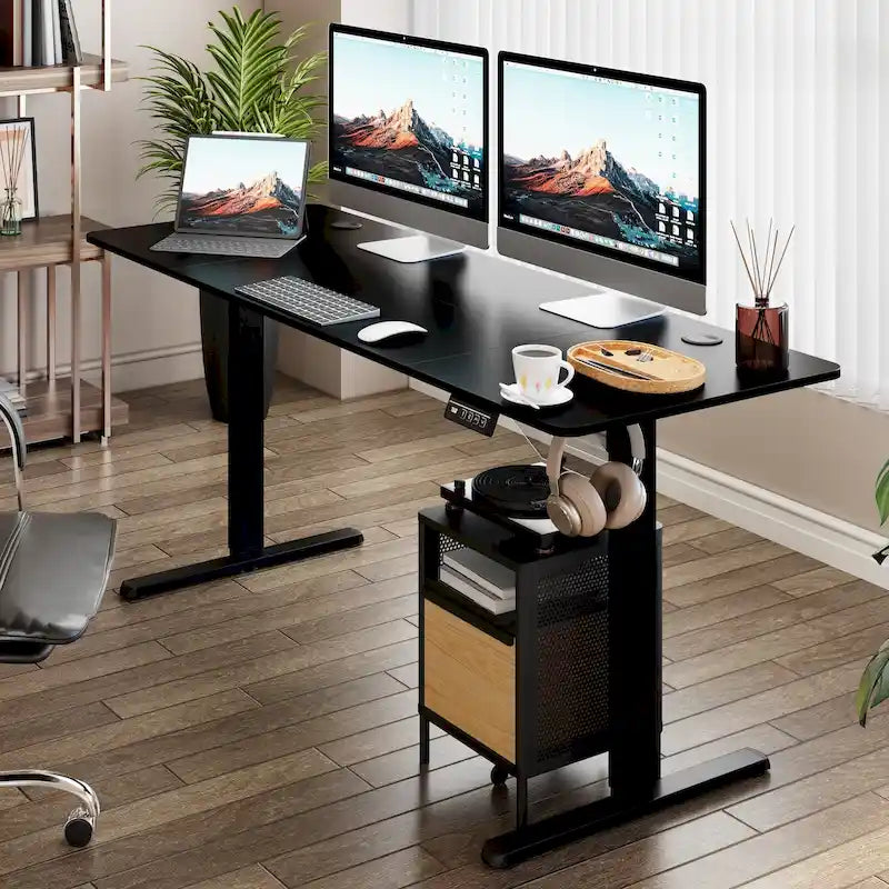 Bureau électrique réglable en hauteur, bureau informatique assis-debout avec plateau à raccord