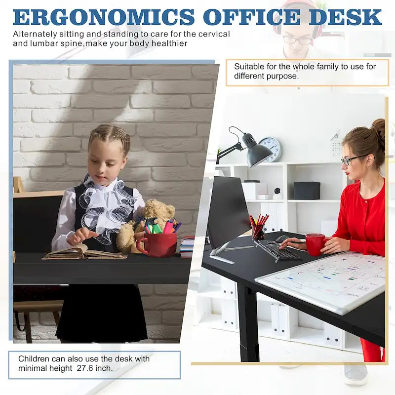 Bureau électrique réglable en hauteur, bureau informatique assis-debout avec plateau à raccord