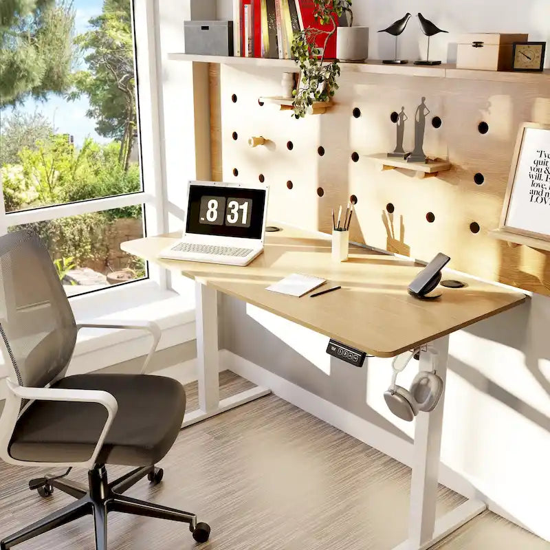 Bureau électrique réglable en hauteur, bureau informatique assis-debout avec plateau à raccord