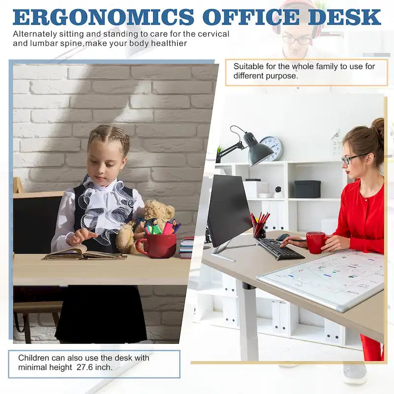 Bureau électrique réglable en hauteur, bureau informatique assis-debout avec plateau à raccord