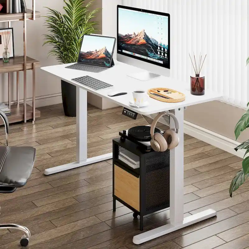 Bureau électrique réglable en hauteur, bureau informatique assis-debout avec plateau à raccord