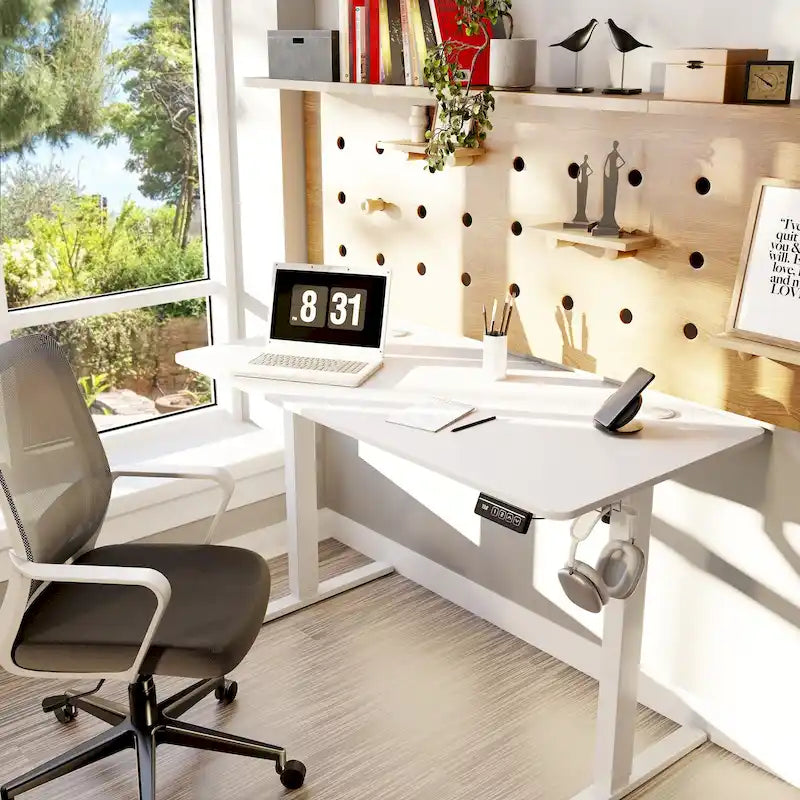 Bureau électrique réglable en hauteur, bureau informatique assis-debout avec plateau à raccord