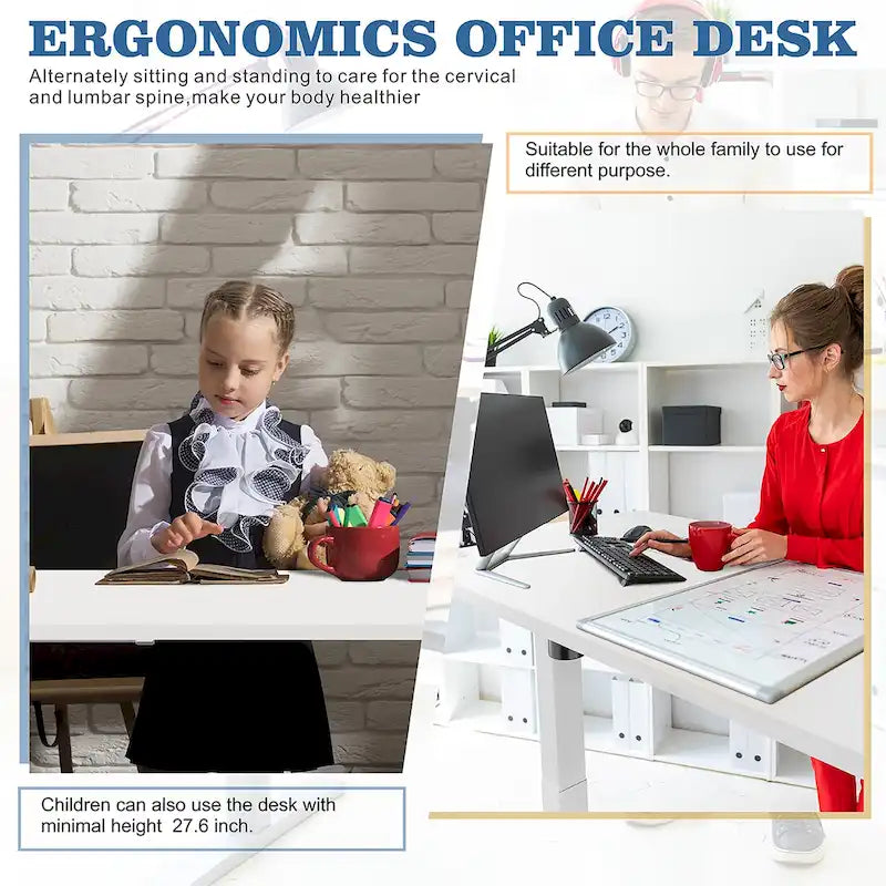 Bureau électrique réglable en hauteur, bureau informatique assis-debout avec plateau à raccord